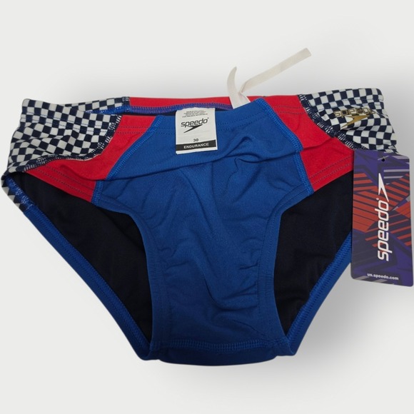 Speedo Other - New Men Speedo Eco Endurance Swim Briefs Size 30 True Cobalt Checkered Trunks